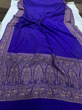 Purple Pure Banarasi Khaddi Crepe Silk Saree - Aura Benaras