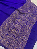 Purple Pure Banarasi Khaddi Crepe Silk Saree - Aura Benaras