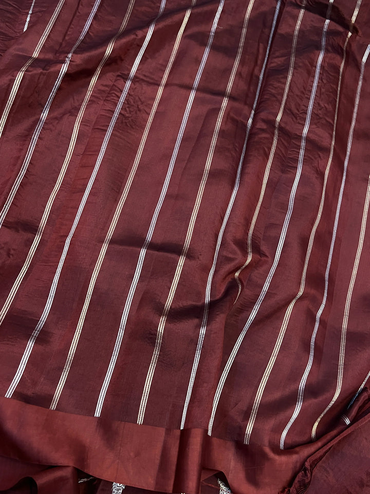 Brown Pure Silk Handloom Banarasi Saree