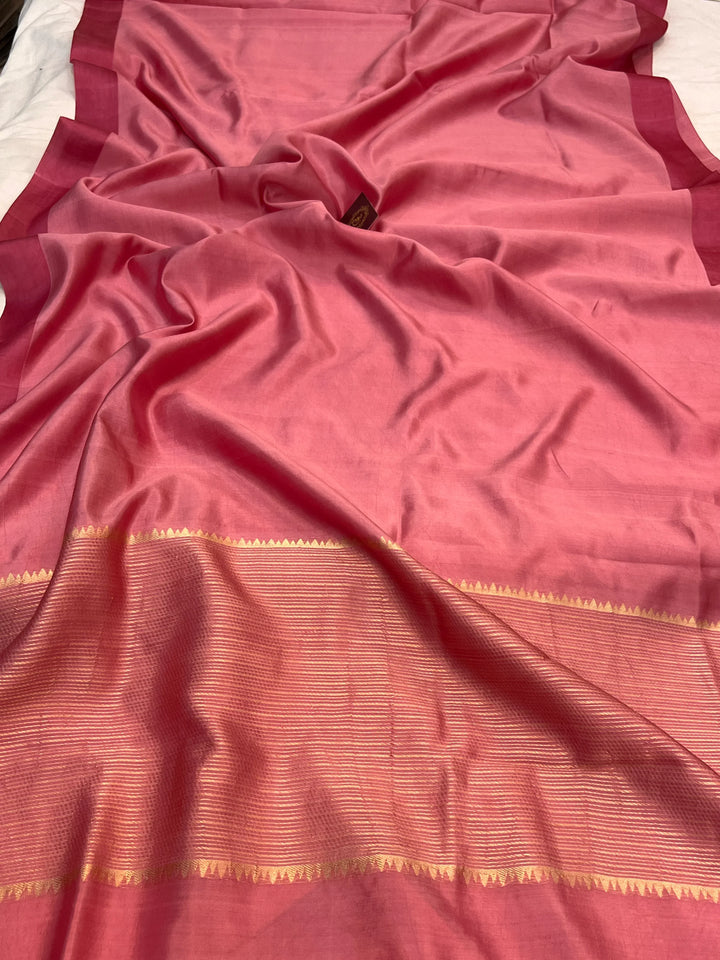 Onion Pink Pure Silk Handloom Banarasi Saree