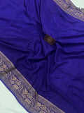 Purple Pure Banarasi Khaddi Crepe Silk Saree - Aura Benaras