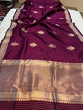 Deep Wine Pure Banarasi Handloom Silk Saree - Aura Benaras