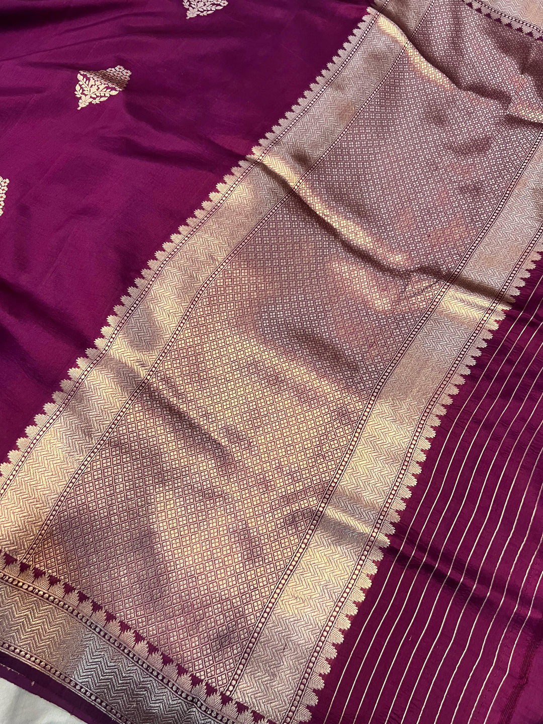 Deep Wine Pure Banarasi Handloom Silk Saree - Aura Benaras