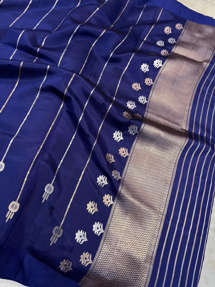 Navy Pure Silk Handloom Banarasi Saree
