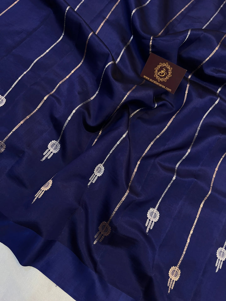 Navy Pure Silk Handloom Banarasi Saree