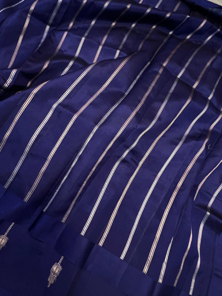 Navy Pure Silk Handloom Banarasi Saree