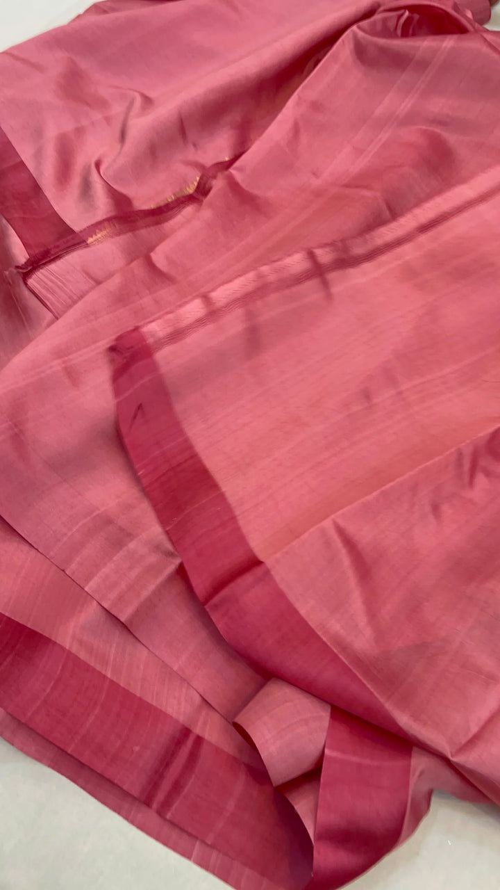 Onion Pink Pure Silk Handloom Banarasi Saree
