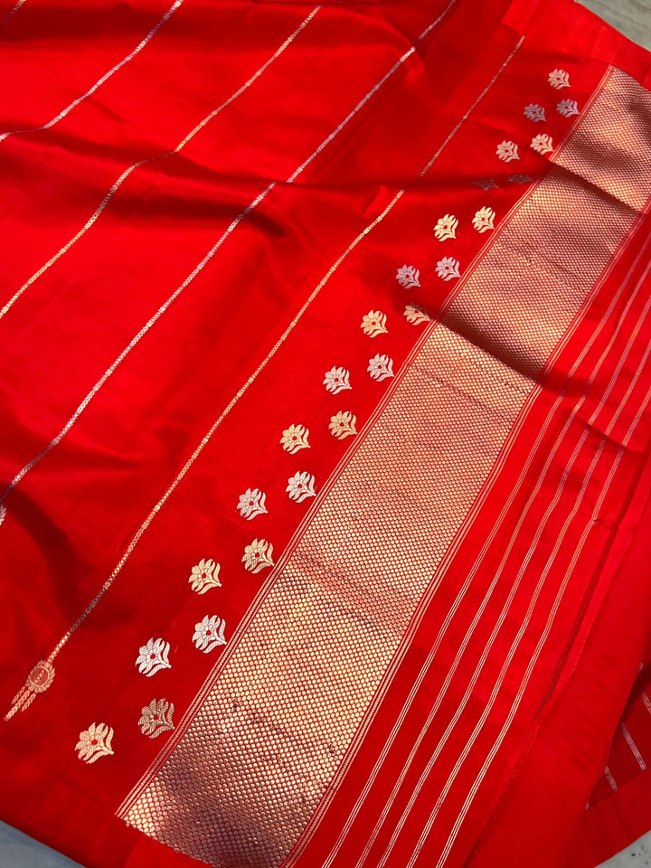 Red Pure Silk Handloom Banarasi Saree