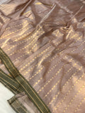 Beige Banarasi Handloom Tissue Silk Saree - Aura Benaras
