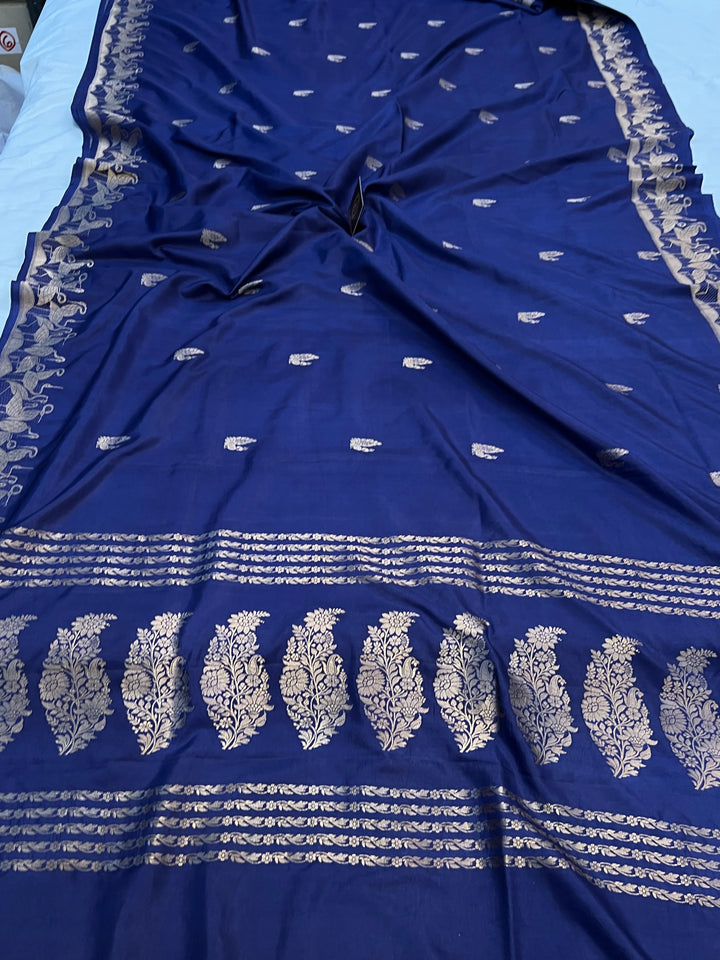 Navy Pure Katan Silk Handloom Banarasi Saree
