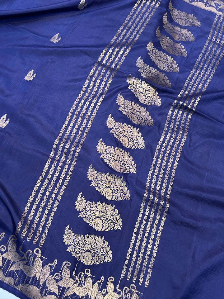 Navy Pure Katan Silk Handloom Banarasi Saree