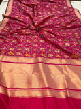 Hot Pink Meenakari Handloom Pure Katan Silk Saree - Aura Benaras