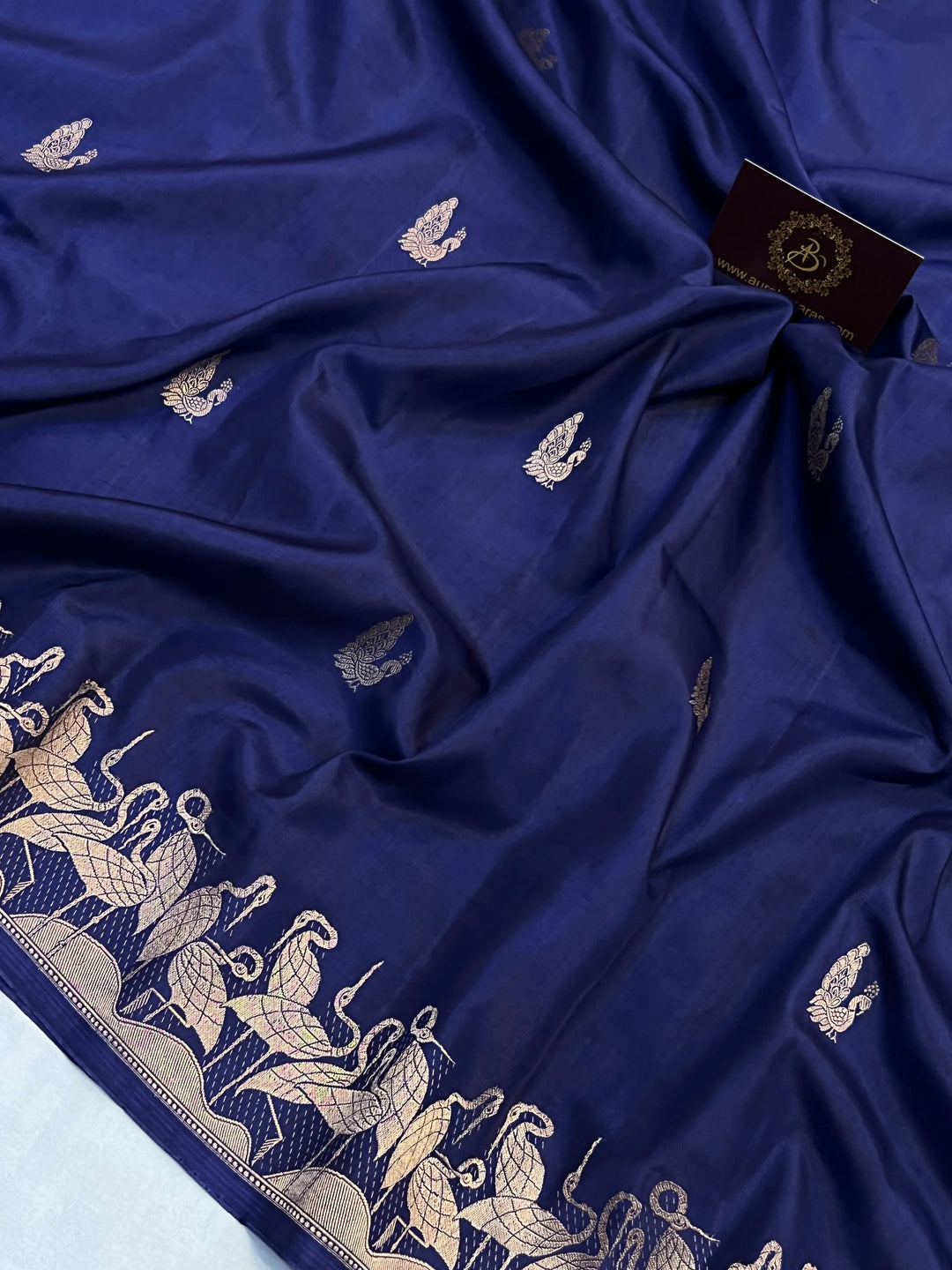 Navy Pure Katan Silk Handloom Banarasi Saree
