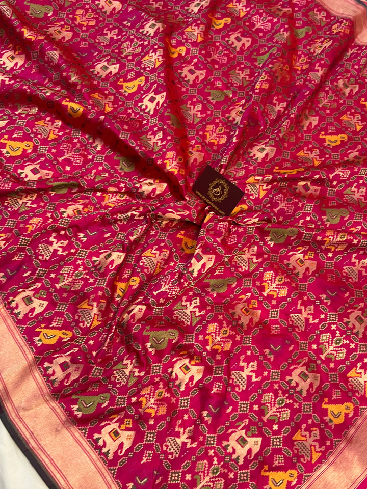 Hot Pink Meenakari Handloom Pure Katan Silk Saree - Aura Benaras