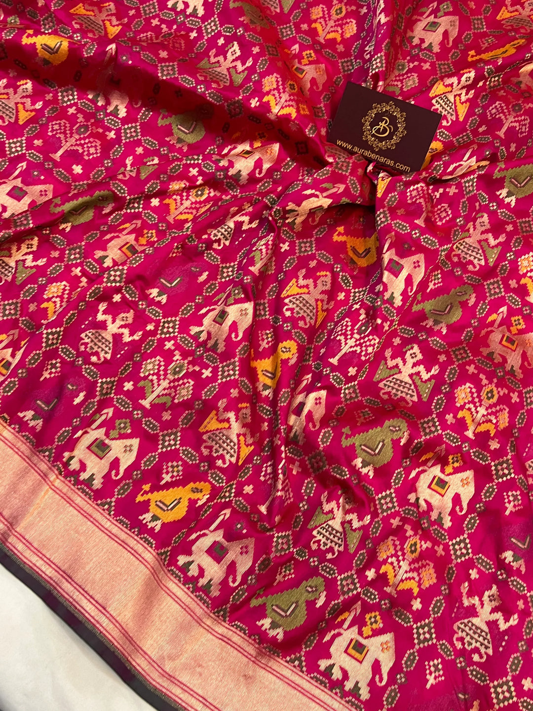 Hot Pink Meenakari Handloom Pure Katan Silk Saree - Aura Benaras