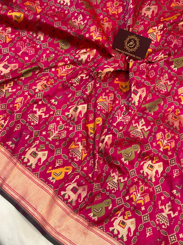 Hot Pink Meenakari Handloom Pure Katan Silk Saree - Aura Benaras