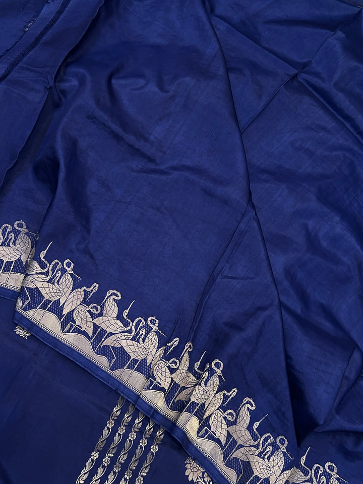 Navy Pure Katan Silk Handloom Banarasi Saree