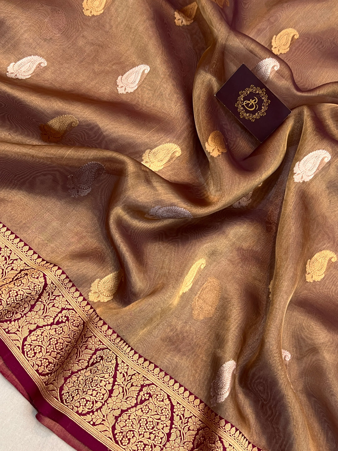 Magenta Purple Pure Tissue Silk Handloom Banarasi Saree