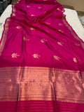 Rani Pink Pure Banarasi Handloom Silk Saree - Aura Benaras