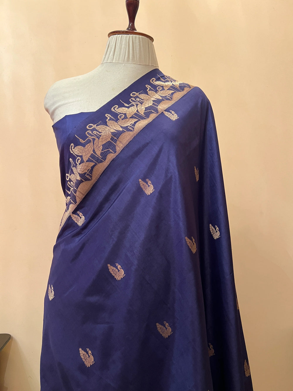 Navy Pure Katan Silk Handloom Banarasi Saree