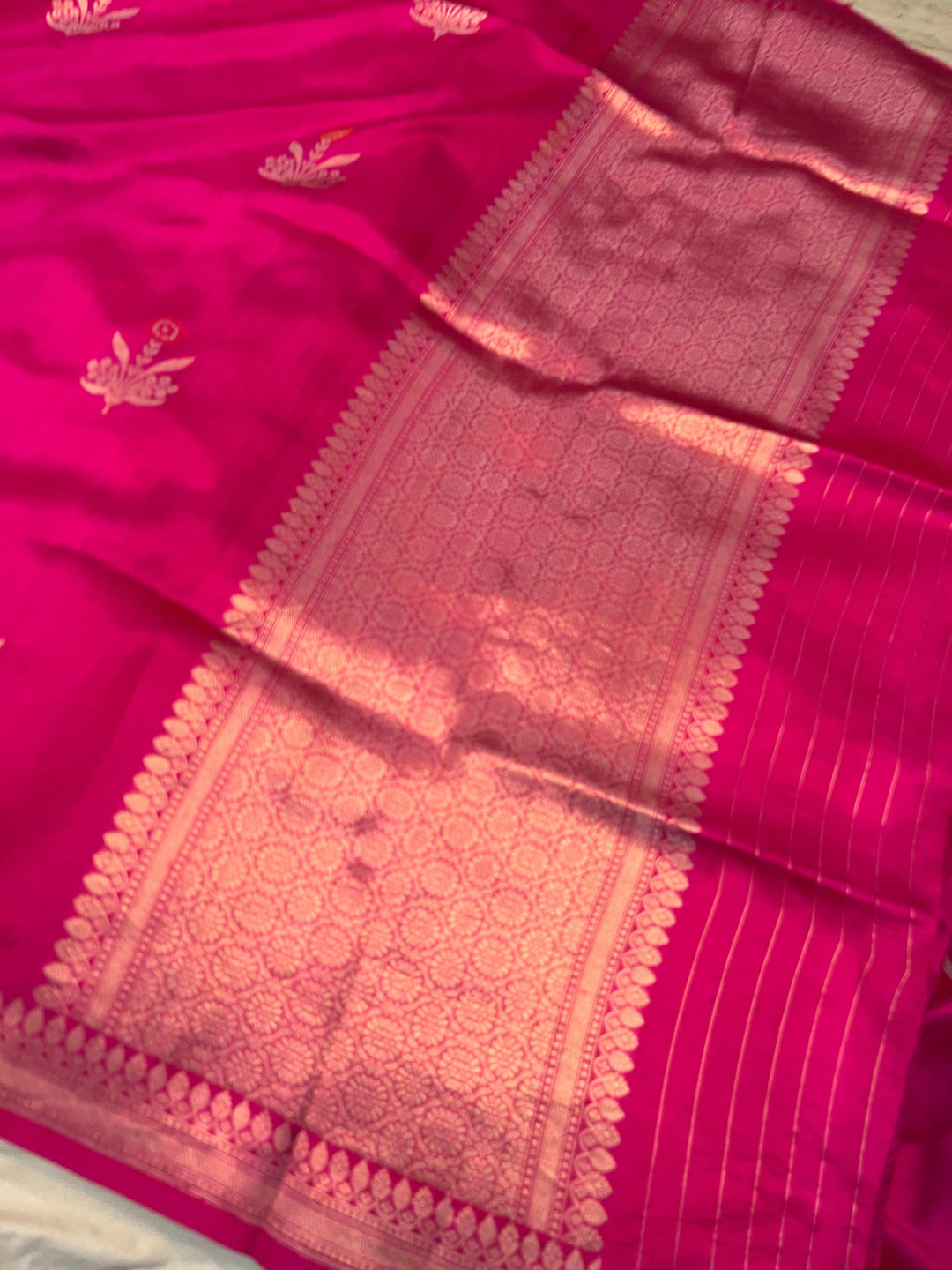 Rani Pink Pure Banarasi Handloom Silk Saree - Aura Benaras