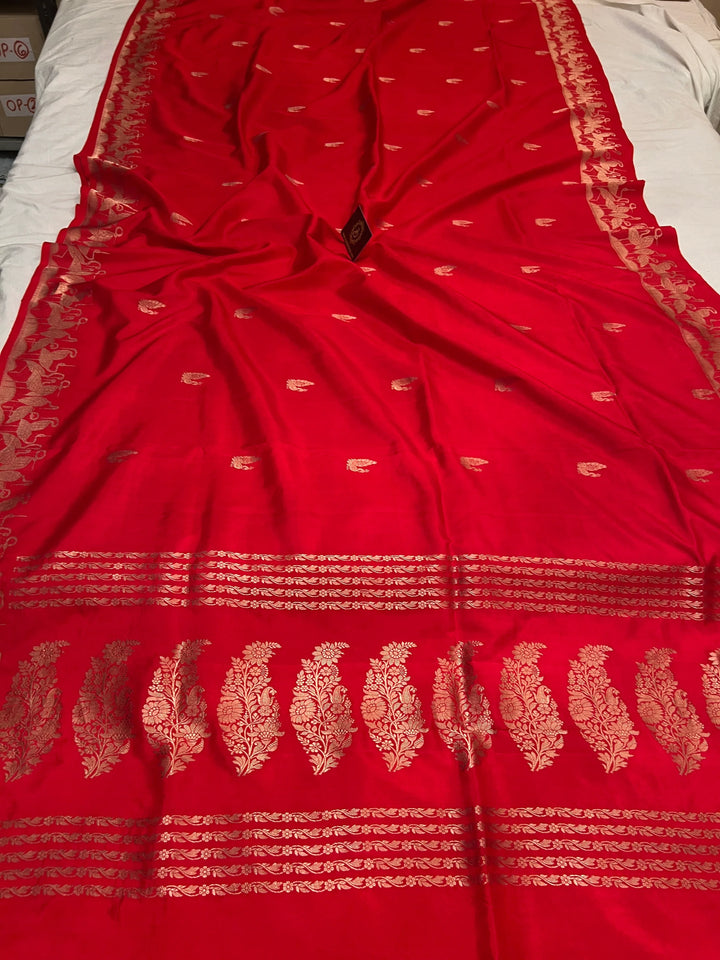 Red Pure Katan Silk Handloom Banarasi Saree