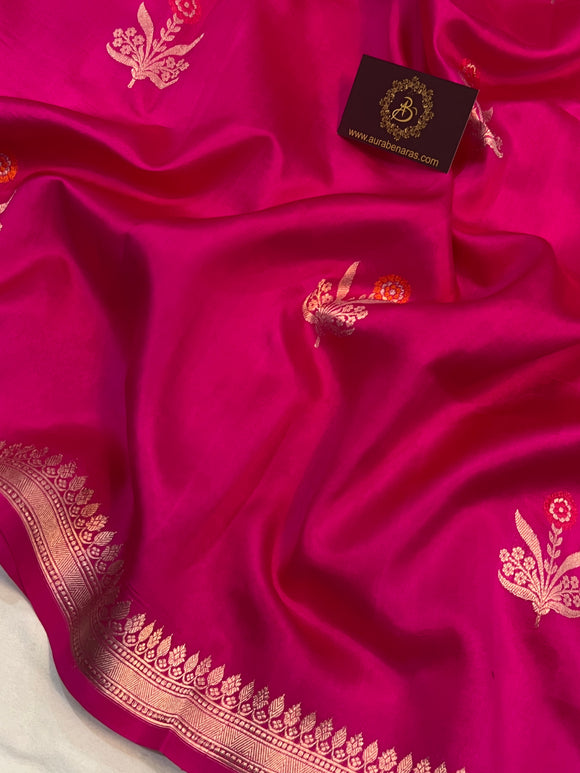 Rani Pink Pure Banarasi Handloom Silk Saree - Aura Benaras