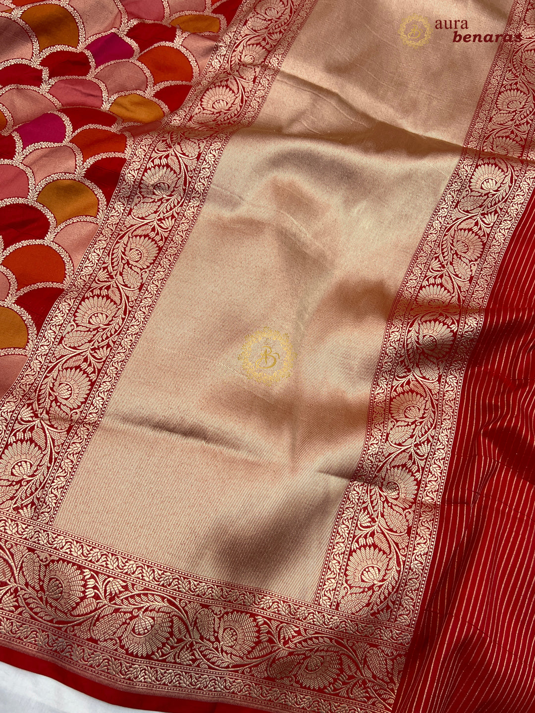 Buy Red Rangkaat Banarasi Katan Silk Saree - AuraBenaras