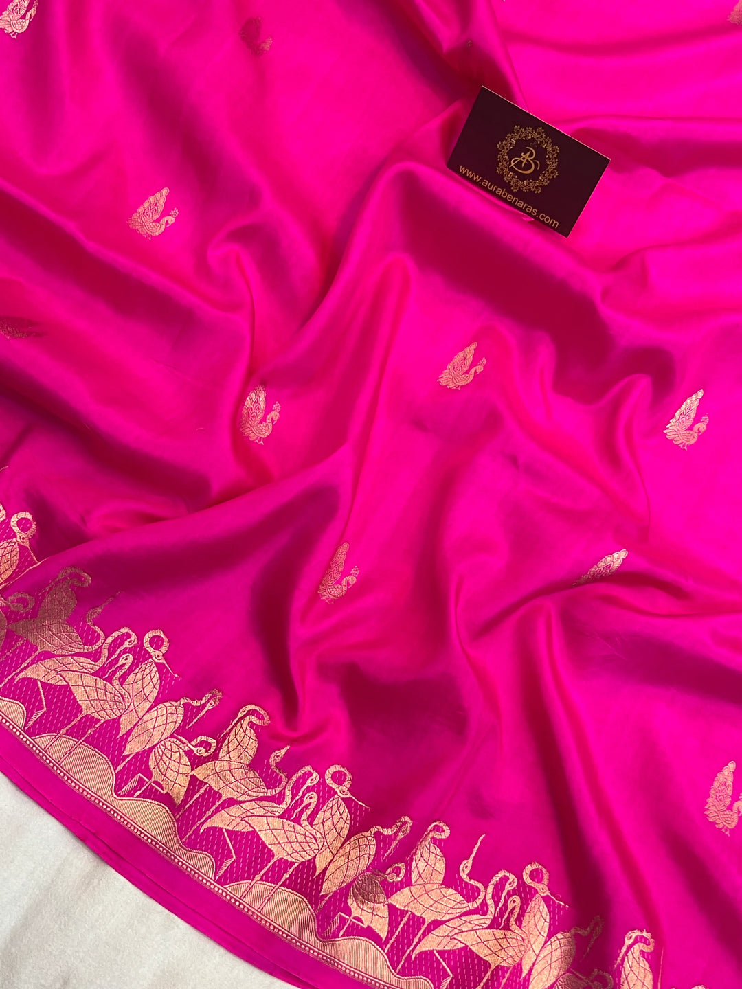 Rani Pink Pure Katan Silk Handloom Banarasi Saree