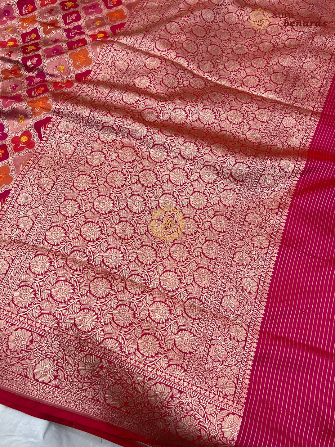 Buy Rani Pink Rangkaat Banarasi Katan Silk Saree - AuraBenaras