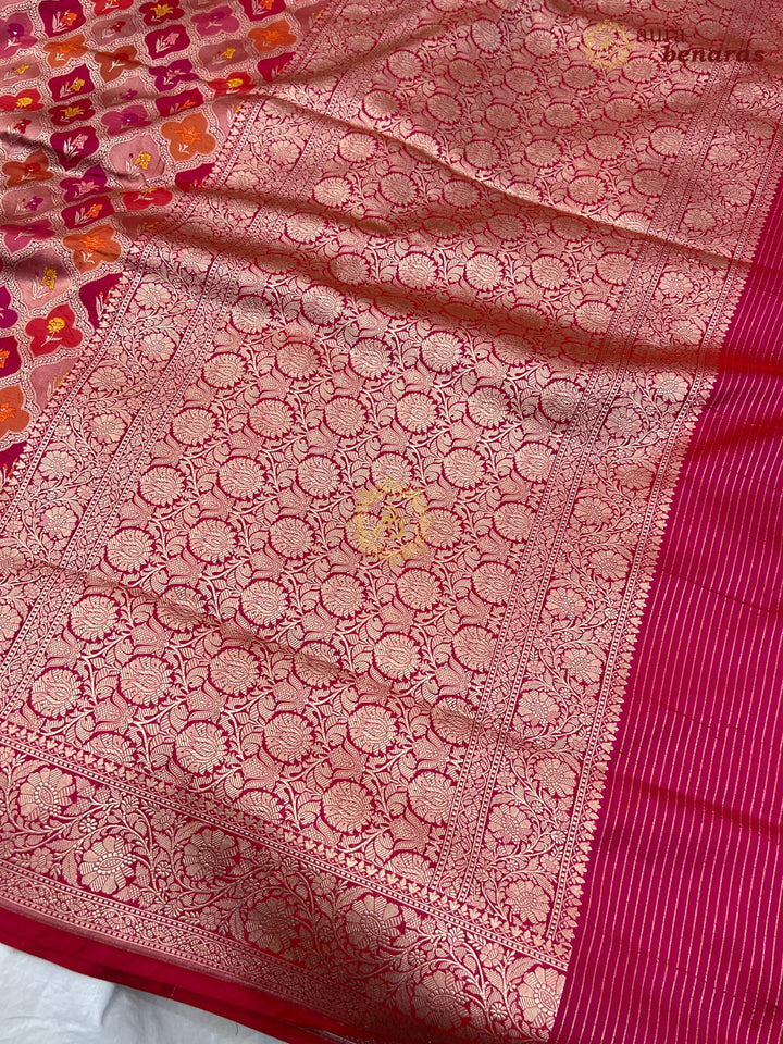 Buy Rani Pink Rangkaat Banarasi Katan Silk Saree - AuraBenaras