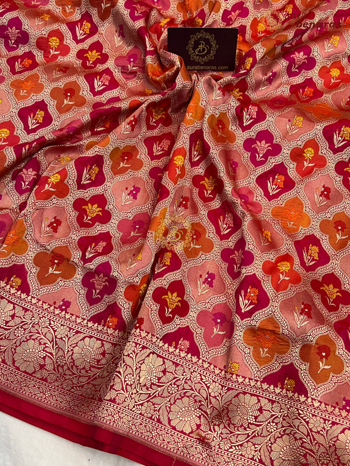 Buy Rani Pink Rangkaat Banarasi Katan Silk Saree - AuraBenaras