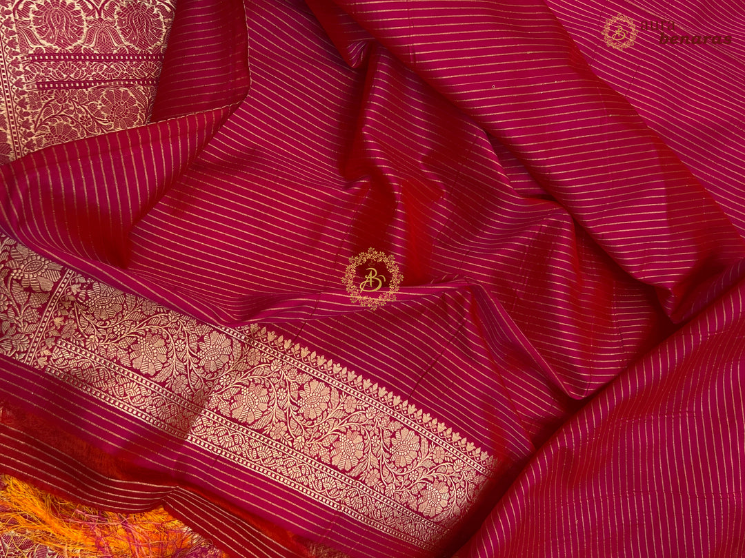 Buy Rani Pink Rangkaat Banarasi Katan Silk Saree - AuraBenaras