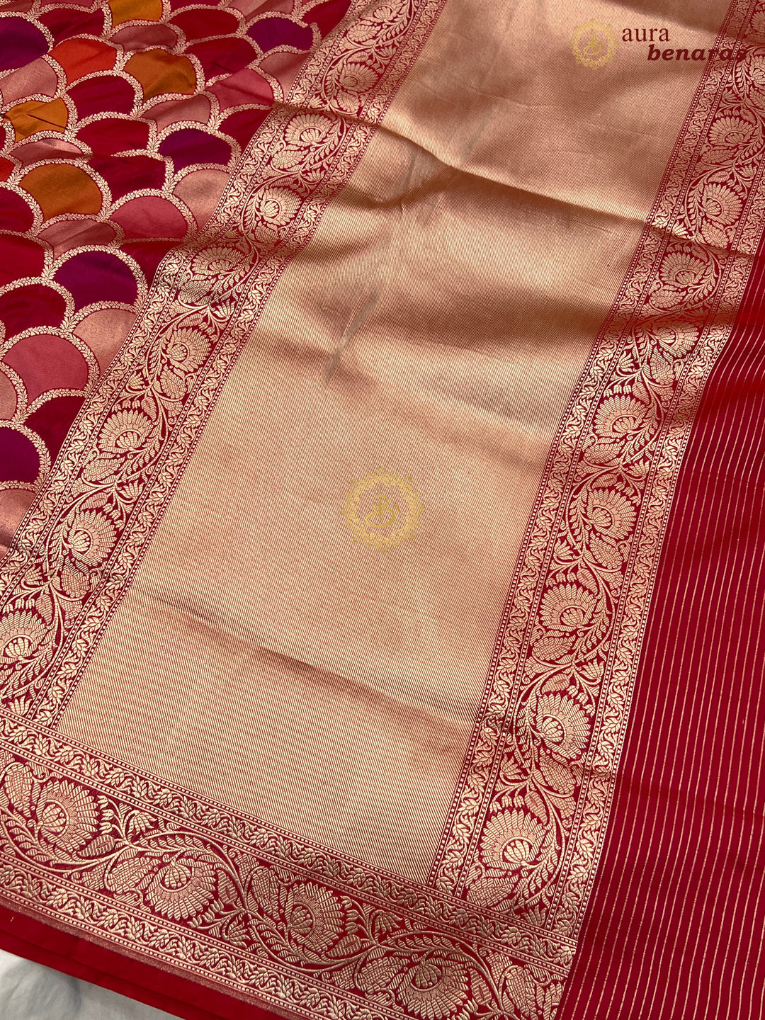 Buy Redish Pink Rangkaat Banarasi Katan Silk Saree - AuraBenaras