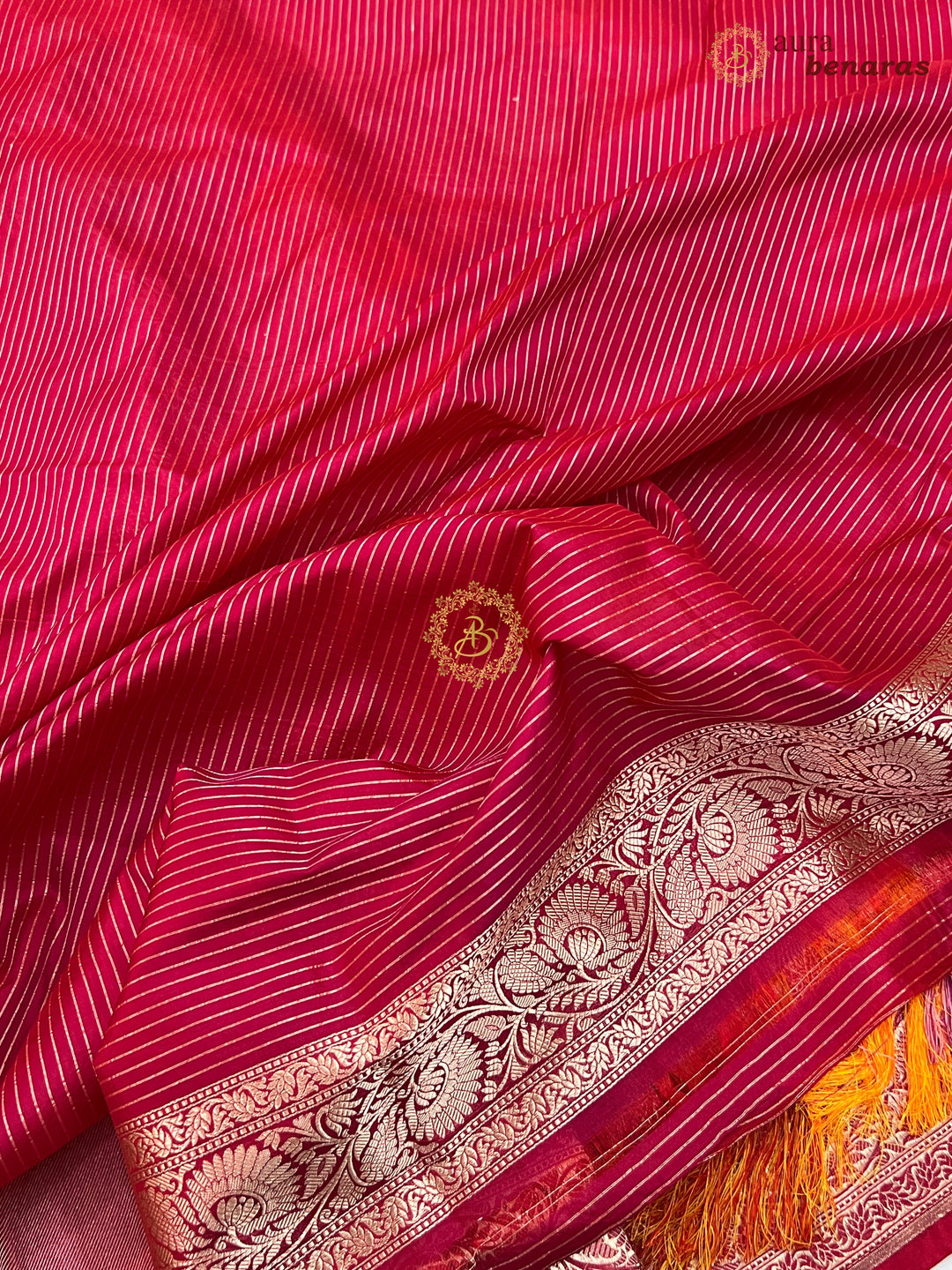 Buy Redish Pink Rangkaat Banarasi Katan Silk Saree - AuraBenaras