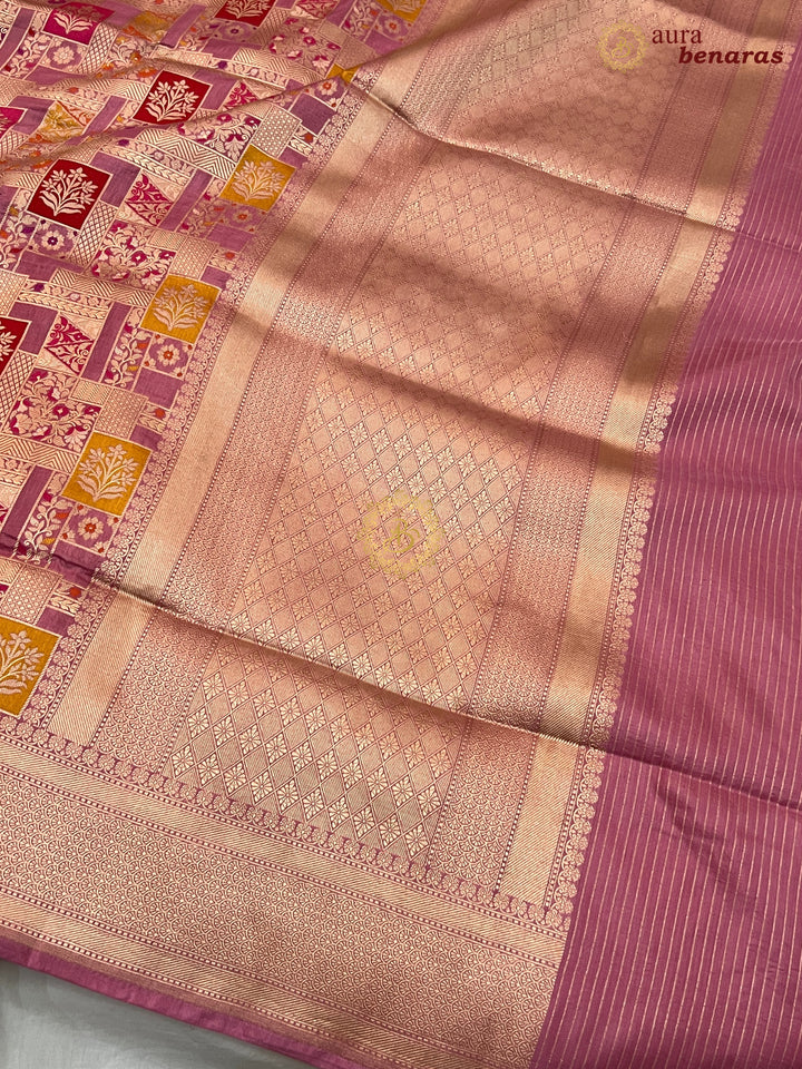Buy Onion Pink Rangkaat Banarasi Katan Silk Saree - AuraBenaras