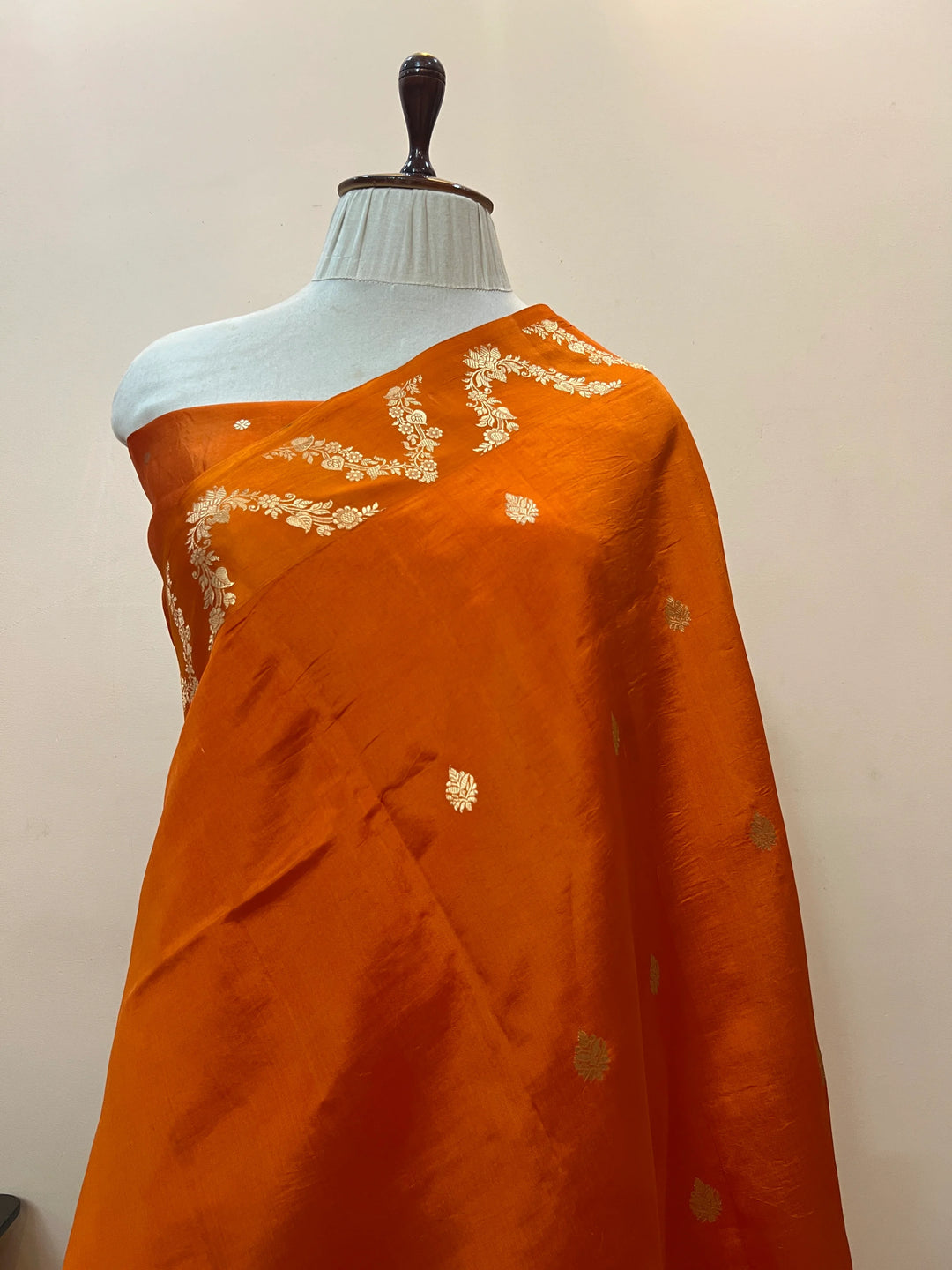 Orange Pure Silk Handloom Banarasi Saree