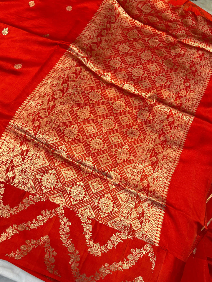 Red Pure Silk Handloom Banarasi Saree