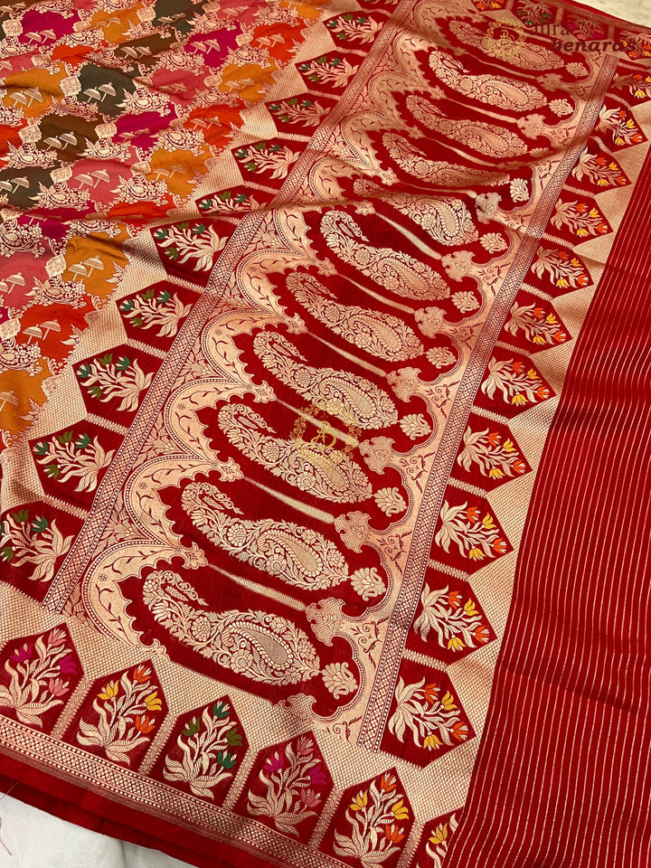Buy Red Rangkaat Banarasi Katan Silk Saree - AuraBenaras