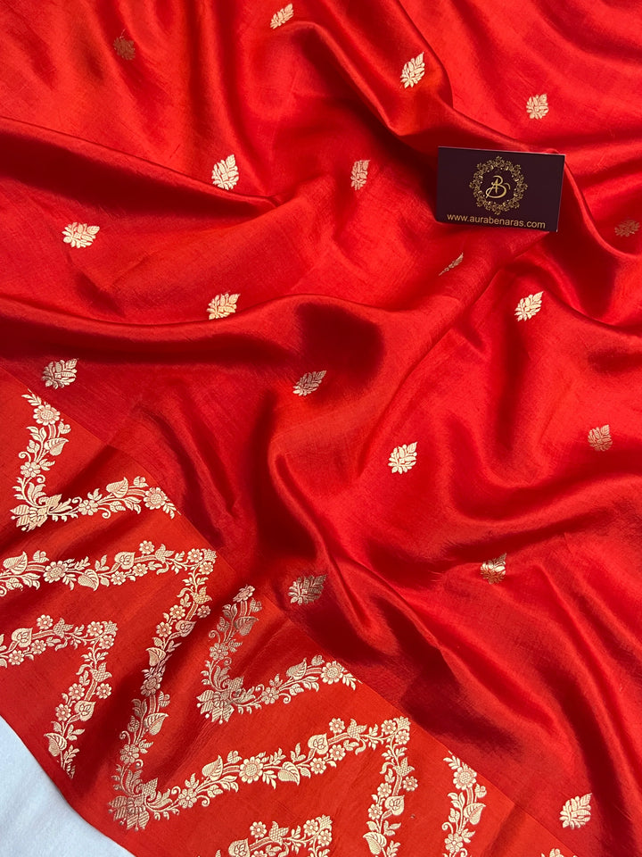 Red Pure Silk Handloom Banarasi Saree