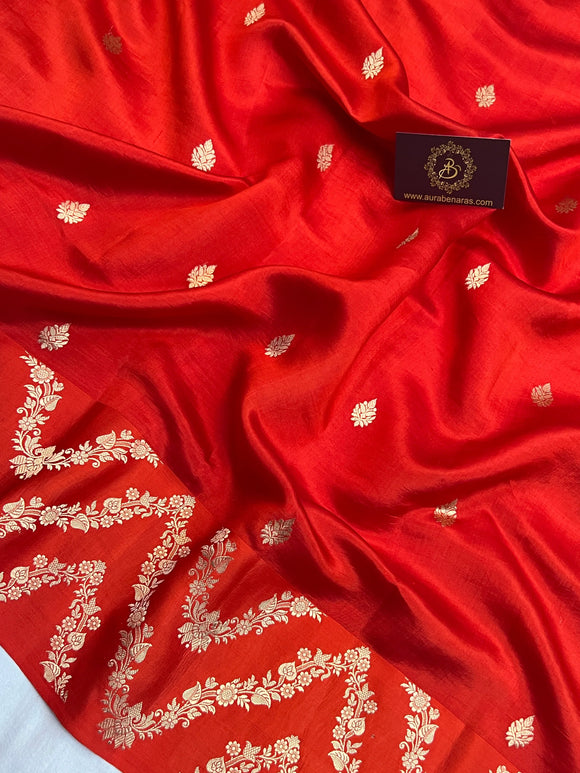 Red Pure Silk Handloom Banarasi Saree