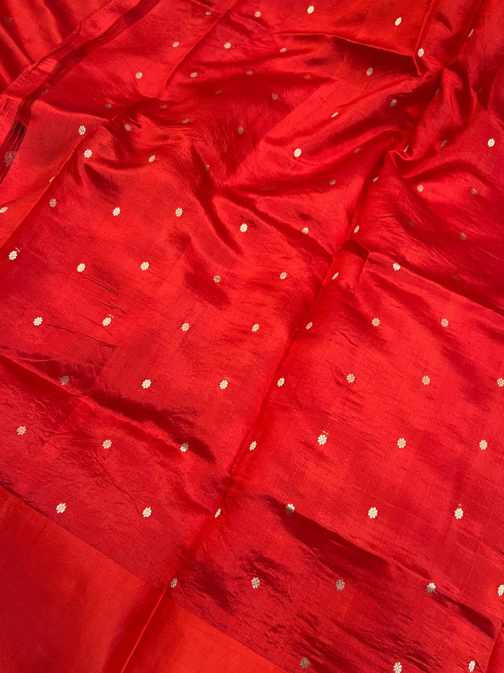Red Pure Silk Handloom Banarasi Saree