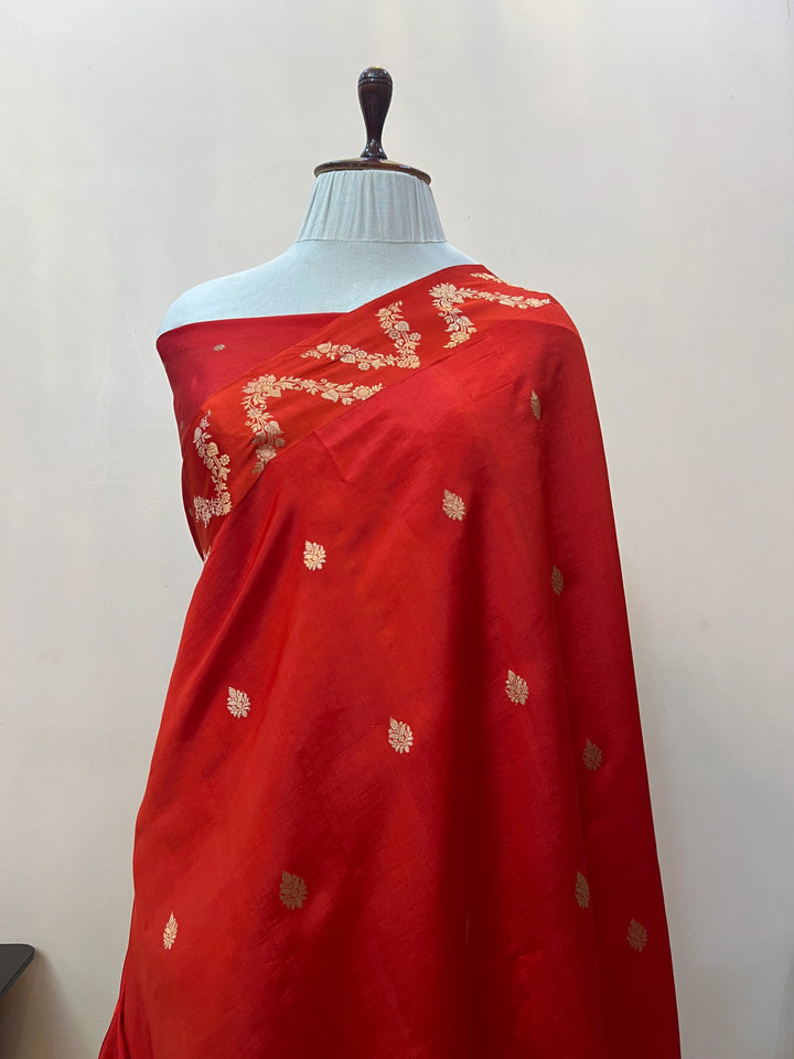 Red Pure Silk Handloom Banarasi Saree
