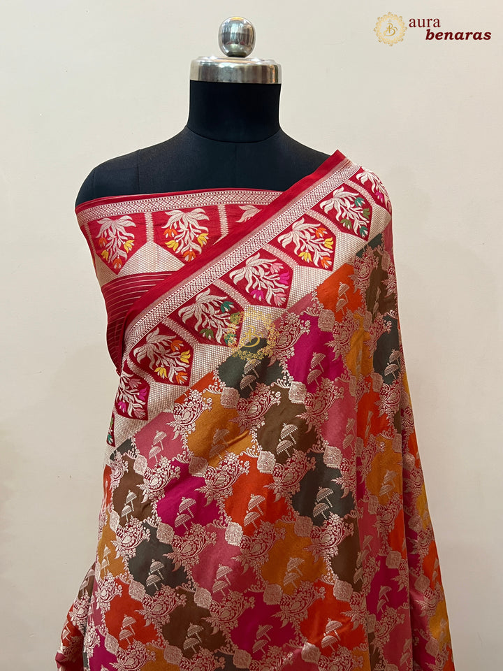 Buy Red Rangkaat Banarasi Katan Silk Saree - AuraBenaras