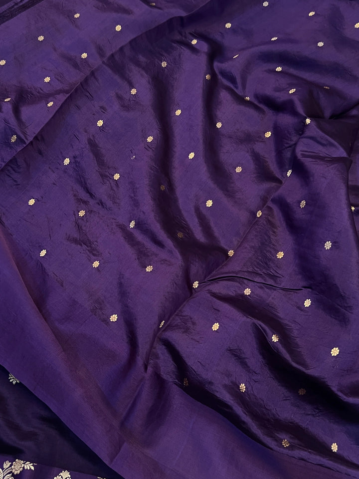 Navy Pure Silk Handloom Banarasi Saree