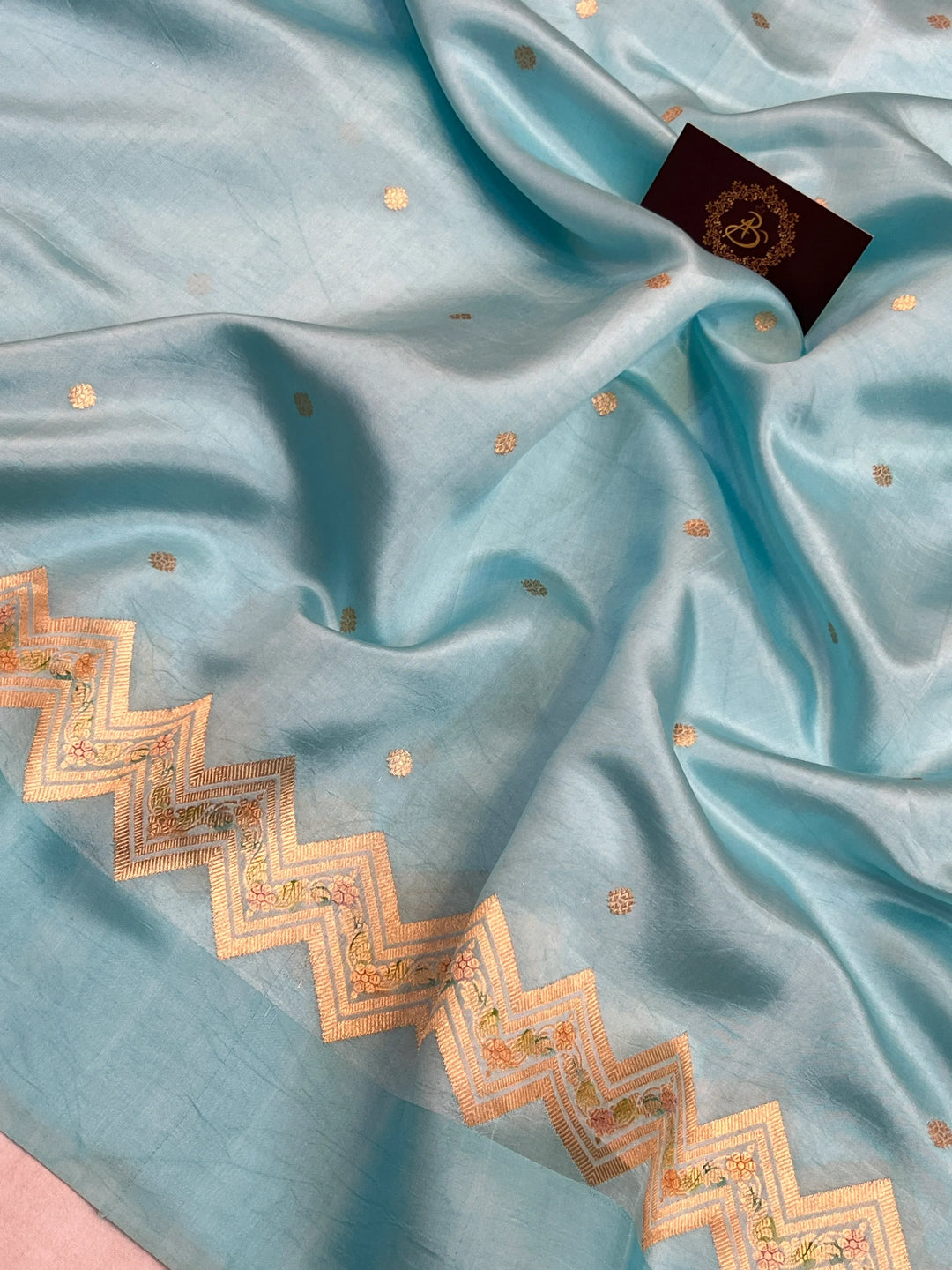 Sky Blue Pure Silk Handloom Banarasi Saree