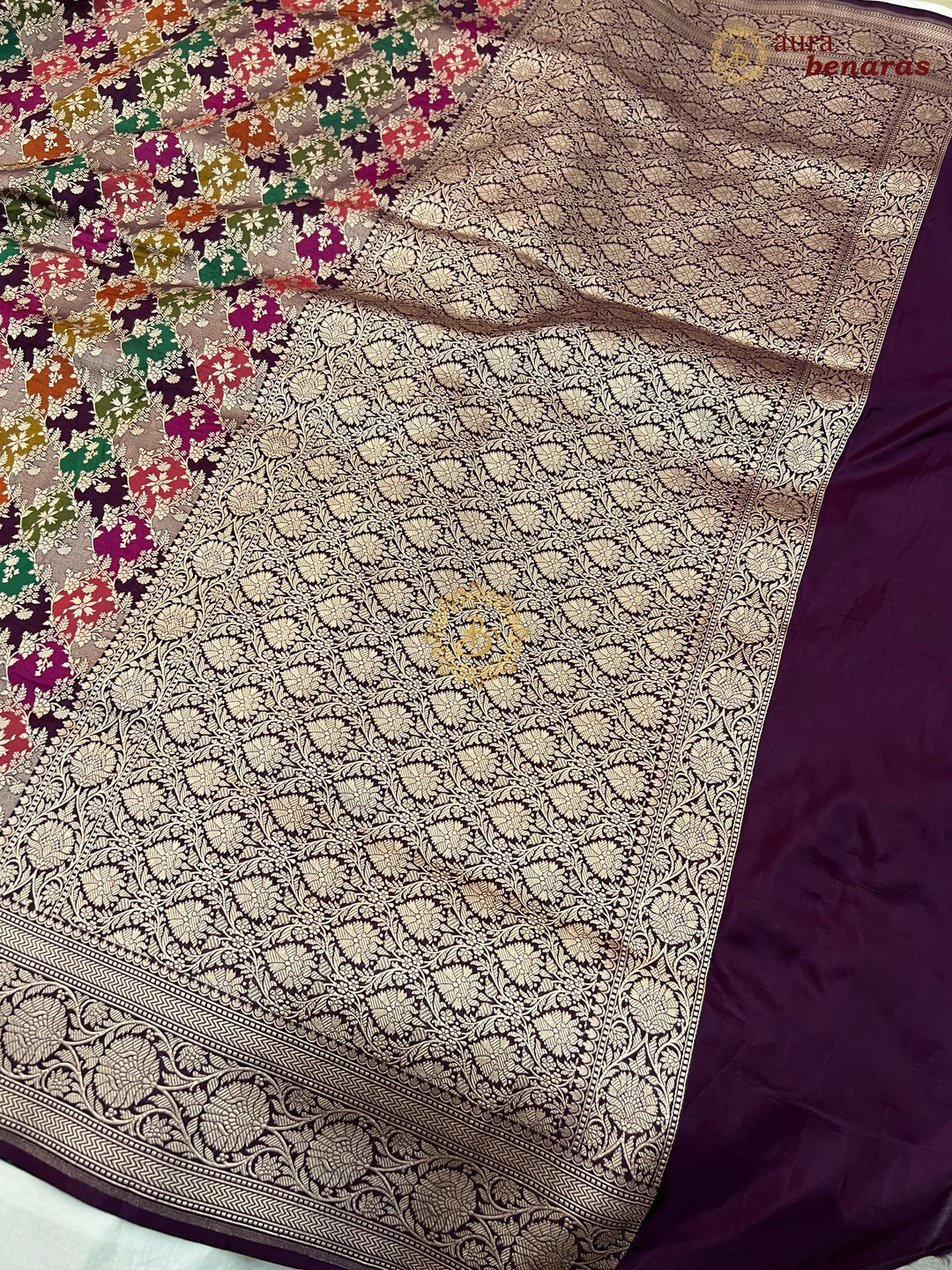 Buy Wine Rangkaat Banarasi Katan Silk Saree - AuraBenaras