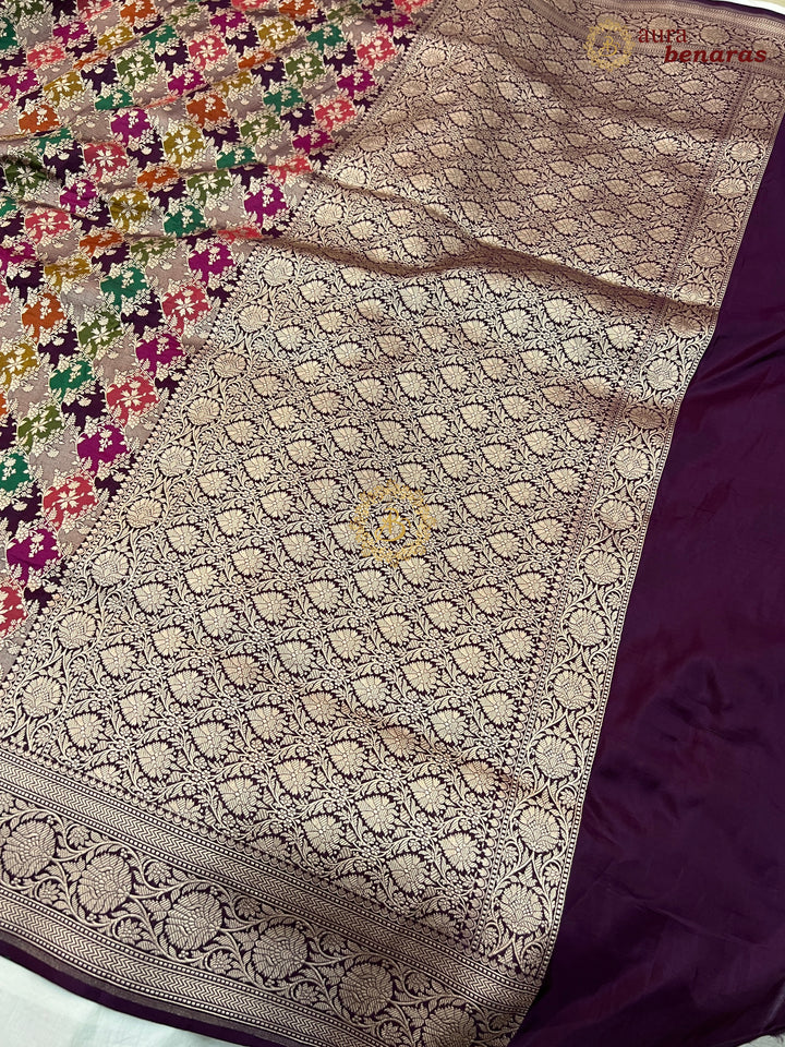 Buy Wine Rangkaat Banarasi Katan Silk Saree - AuraBenaras