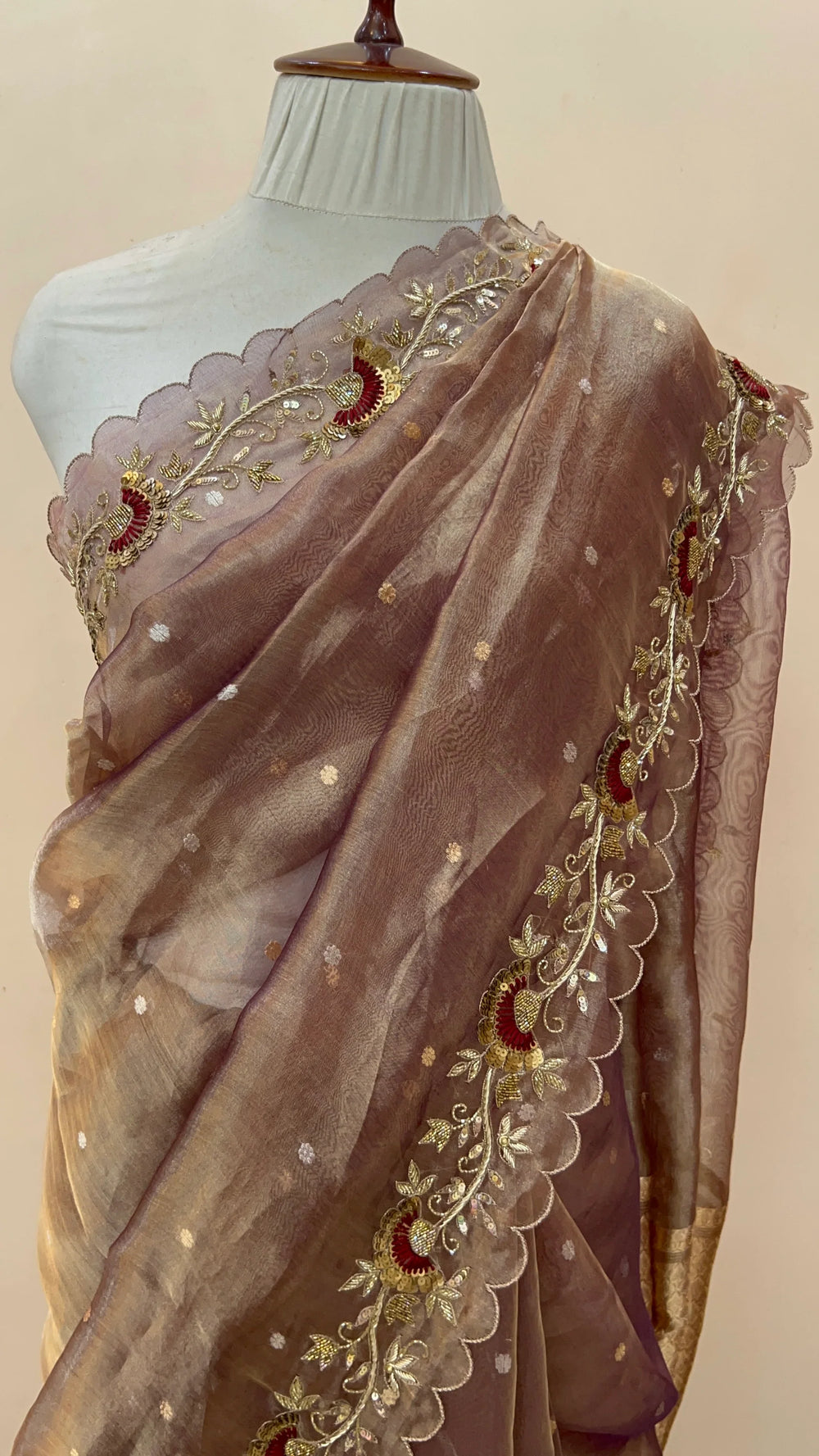 Lavender Pure Tissue Silk Handloom Banarasi Saree