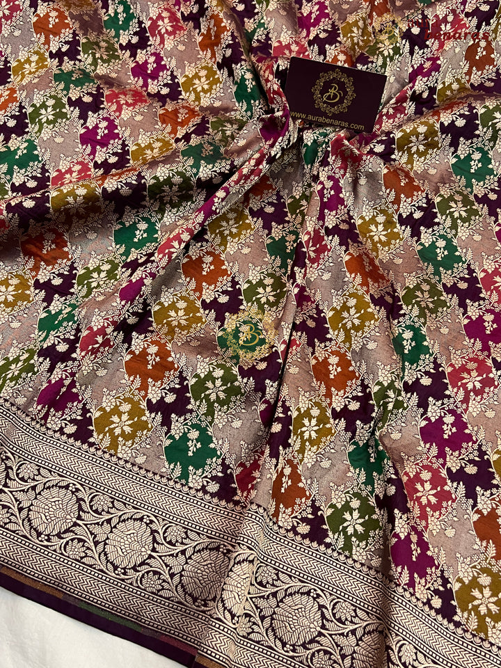 Buy Wine Rangkaat Banarasi Katan Silk Saree - AuraBenaras
